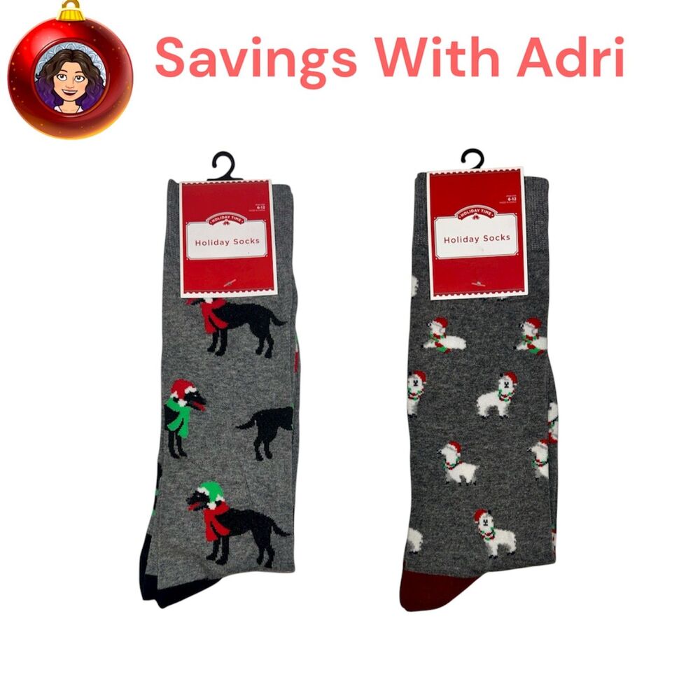 2x Holiday Time Men's Holiday Socks  Size 6-12